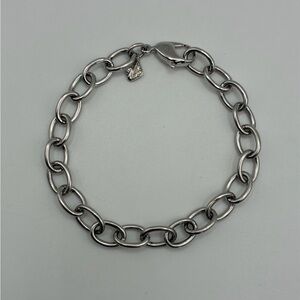 Swarovski Signed Swan Silver-Tone Chain Link Charm Bracelet
